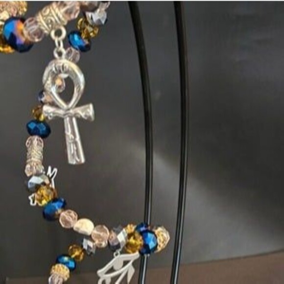 Egyptian Beaded Sun Catcher with Charms and Lapis Lazuli - Picture 5 of 10